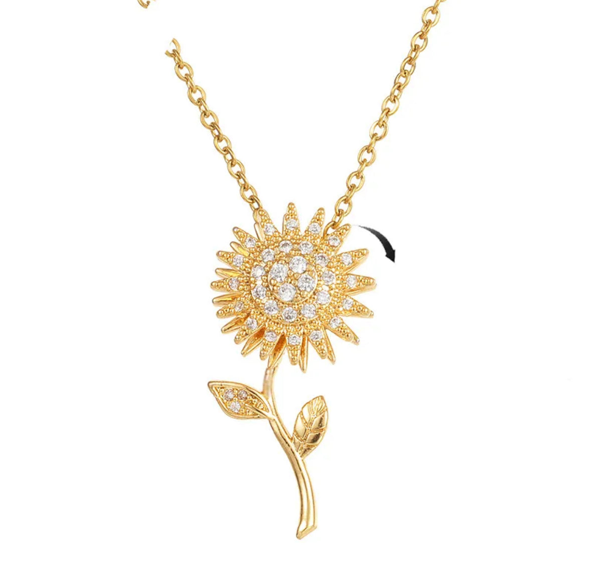 Rotating Flower Necklace - 18k Gold Plated