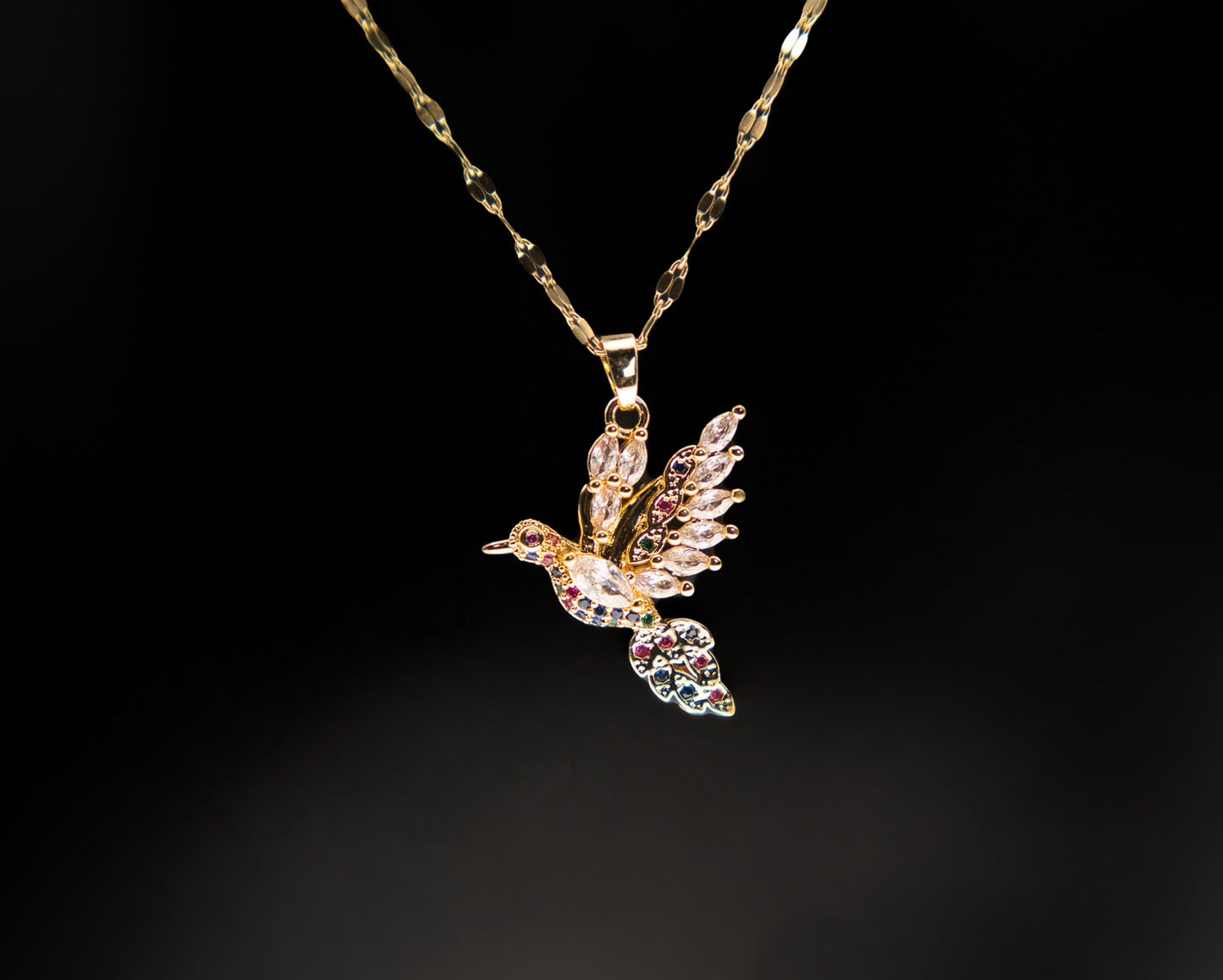 Zircon Bird Necklace -18k Gold Plated