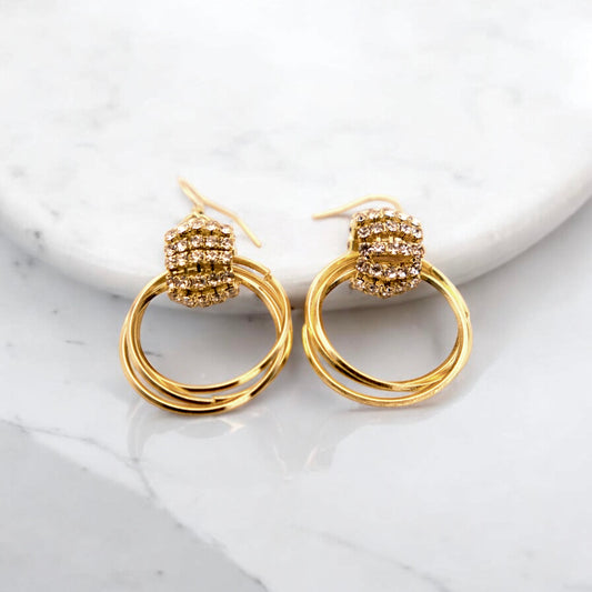 Crystal Ball Hoop Earrings