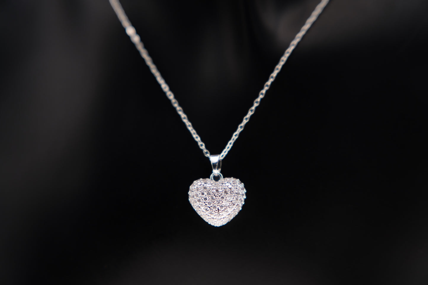 Heart Shape Rhinestone Necklace -18k Gold plated