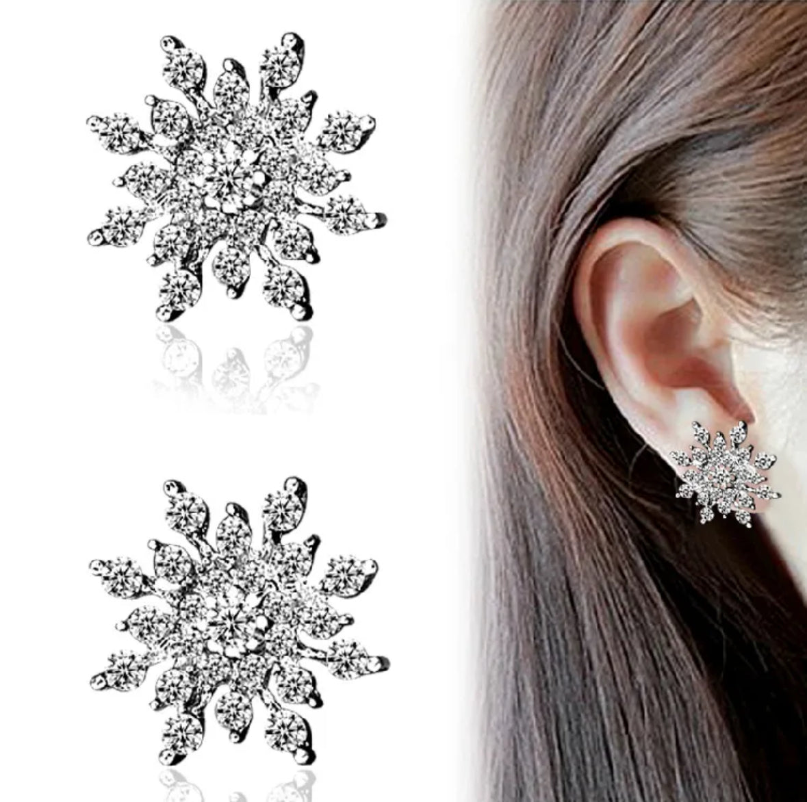 Snow Flake Rhinestone Earrings