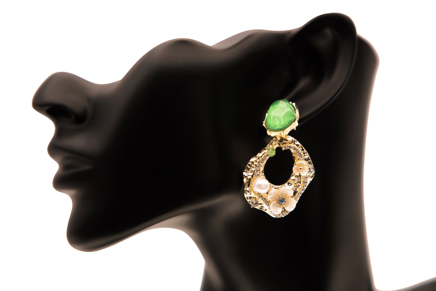 Flower and Pearl Drop Earrings