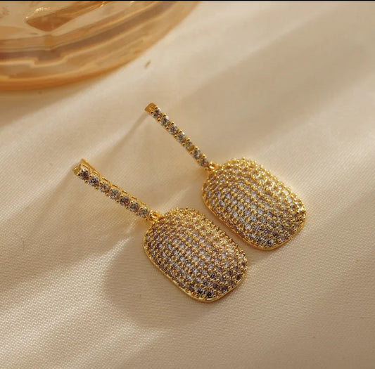 Crystal Zircon - 18k Gold Plated Drop Earrings
