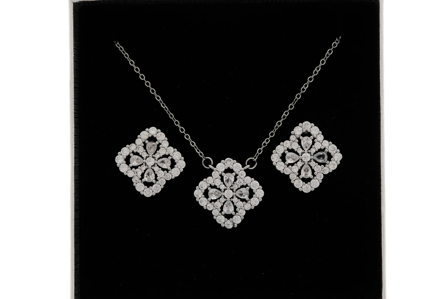 Zircon Leaf Earring and Necklace Set