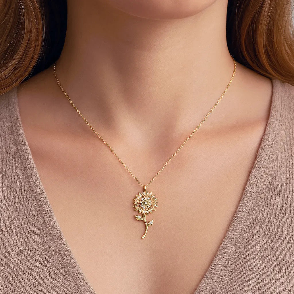 Rotating Sunflower Necklace- 18k Gold plated