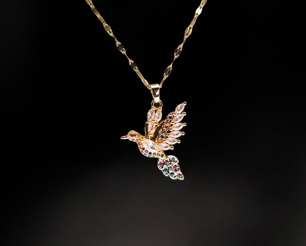 Zircon Bird Necklace -18k Gold Plated