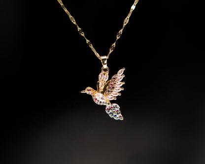 Zircon Bird Necklace -18k Gold Plated