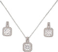 Elegant Crystal Pendant Necklace, Gold Chain, Square Cut Cubic Zirconia, Double Drop Design with Pave Setting