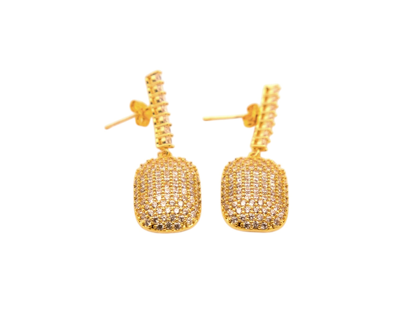 Crystal Zircon - 18k Gold Plated Drop Earrings