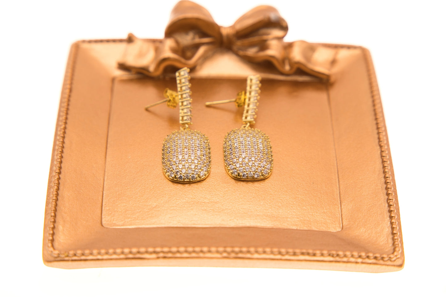 Crystal Zircon - 18k Gold Plated Drop Earrings