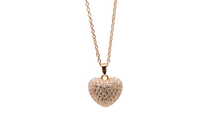 Heart Shape Rhinestone Necklace -18k Gold plated