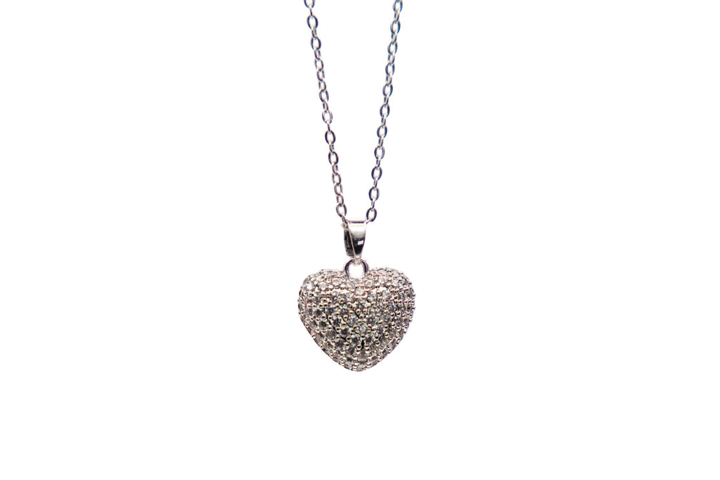 Heart Shape Rhinestone Necklace -18k Gold plated