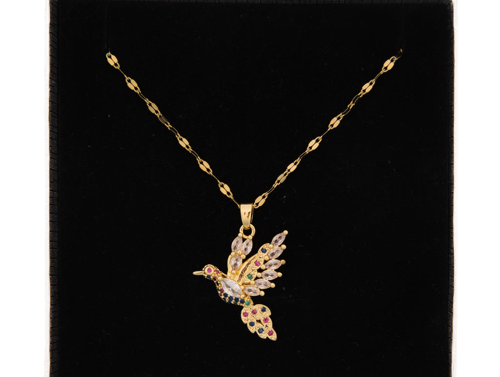 Zircon Bird Necklace -18k Gold Plated