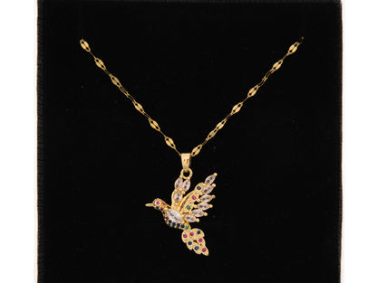 Zircon Bird Necklace -18k Gold Plated