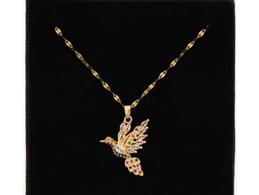 Zircon Bird Necklace -18k Gold Plated