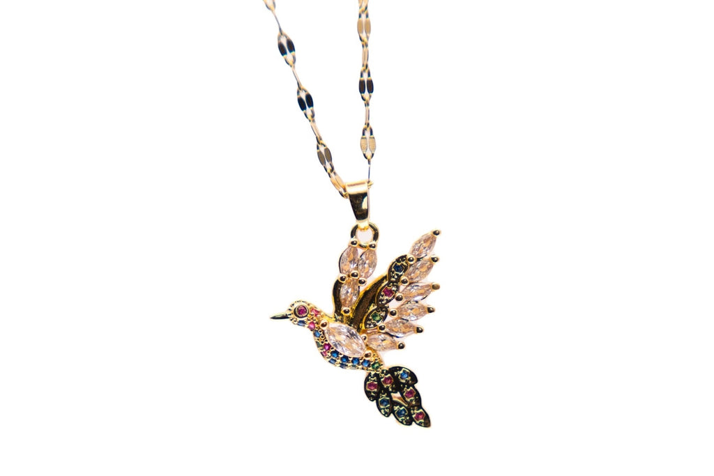 Zircon Bird Necklace -18k Gold Plated