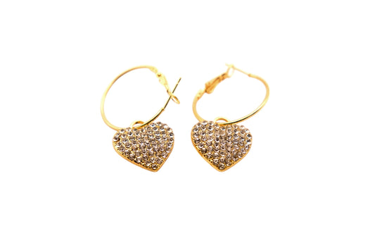 Gold Heart shaped Hoop Earrings