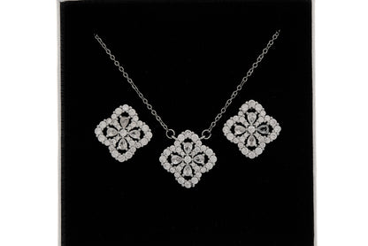 Zircon Leaf Earring and Necklace Set
