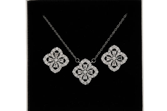Zircon Leaf Earring and Necklace Set