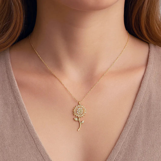 Rotating Sunflower Necklace- 18k Gold plated